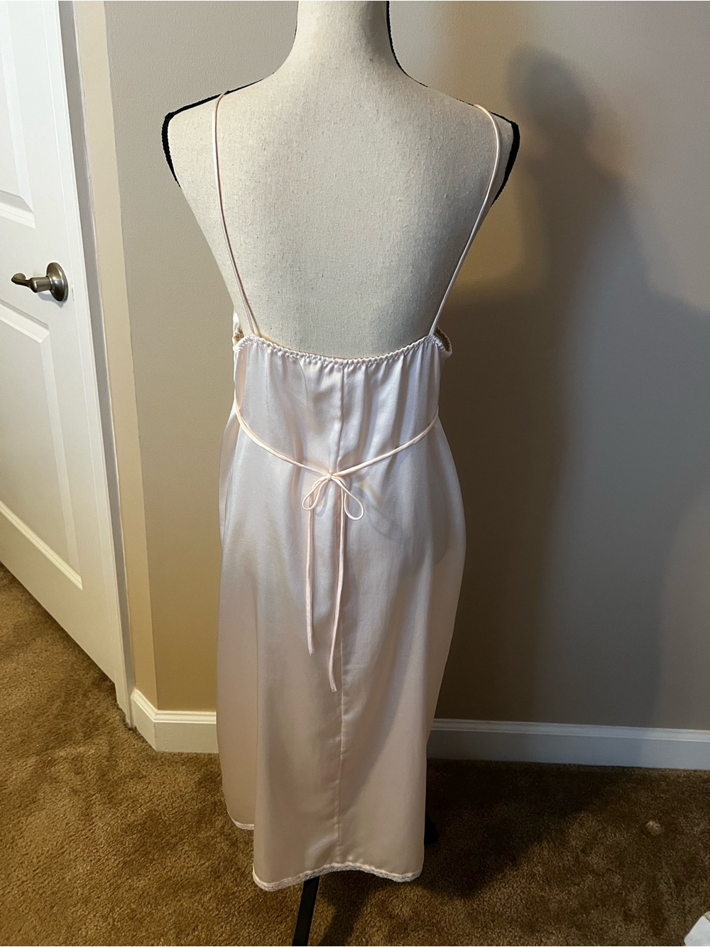 VTG Miss Dior Blush Pink Lace Trim Ballet Length Chemise S - Picture 2 of 7